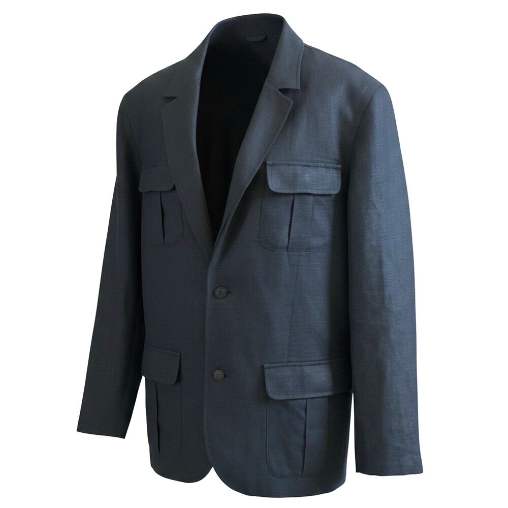 VTG LL Bean LINEN Jacket Men 42 Reg Field Safari Chore Coat Blazer Elbow Patches
